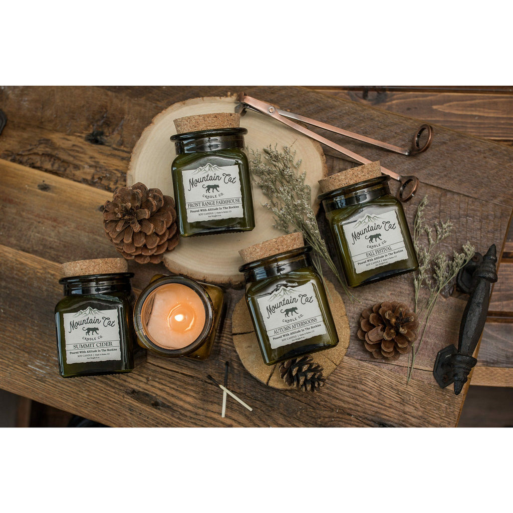 Rustic Cabin Collection - Vintage Green Jar Candle Candles Mountain Cat Candle Co. 
