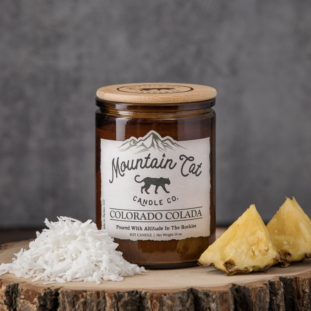 Colorado Colada - Rustic Cabin Collection Candles Mountain Cat Candle Co Amber Jar with Bamboo Lid 
