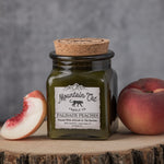Palisade Peaches - Rustic Cabin Collection Candles Mountain Cat Candle Co Vintage Green Jar with Cork Lid 