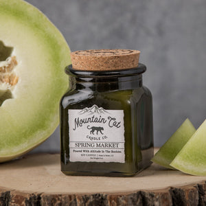 Spring Market - Rustic Cabin Collection Candles Mountain Cat Candle Co Vintage Green Jar with Cork Lid 