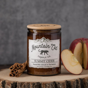Summit Cider - Rustic Cabin Collection Candles Mountain Cat Candle Co Amber Jar with Bamboo Lid 
