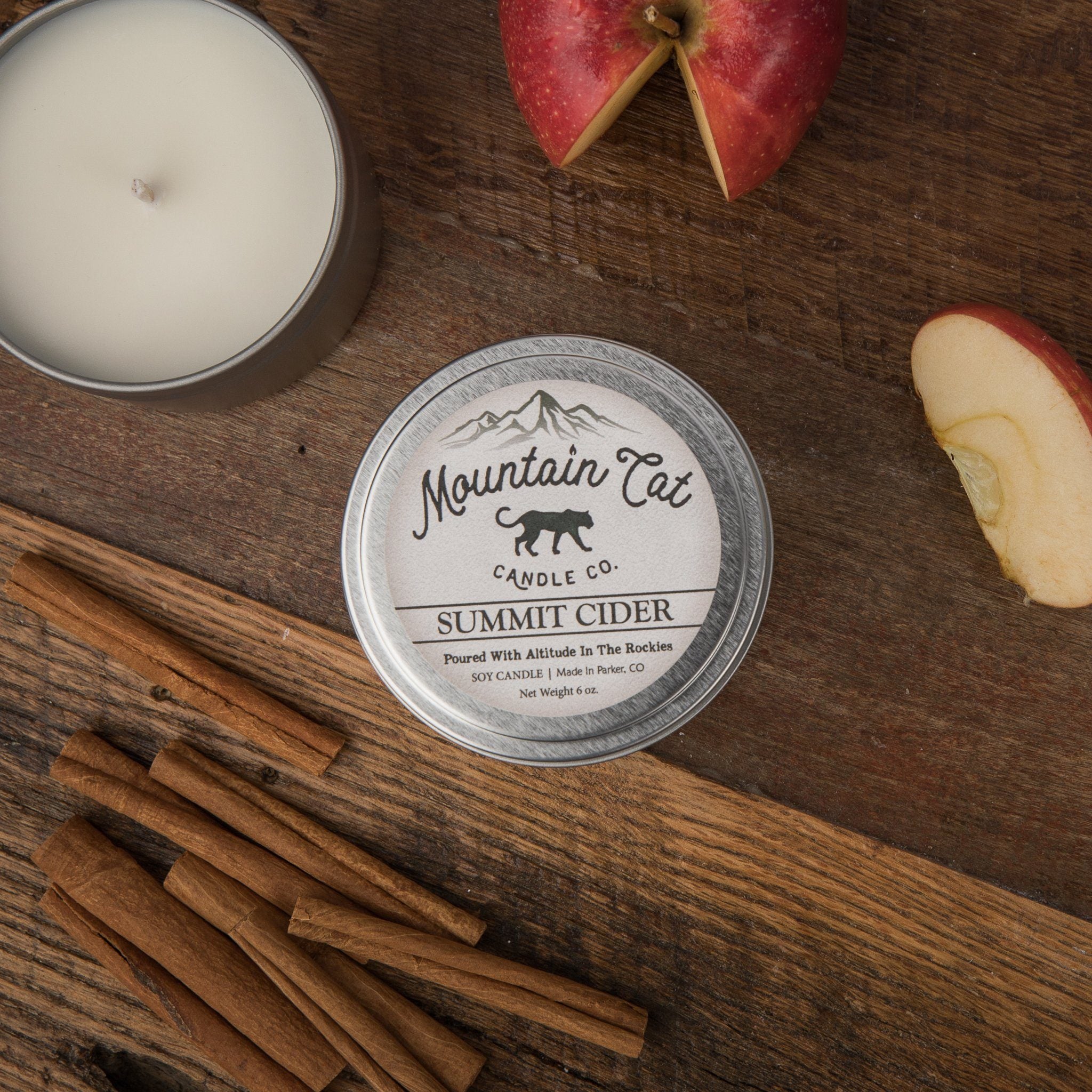 Summit Cider - Rustic Cabin Collection Candles Mountain Cat Candle Co Rugged Metal Tin 