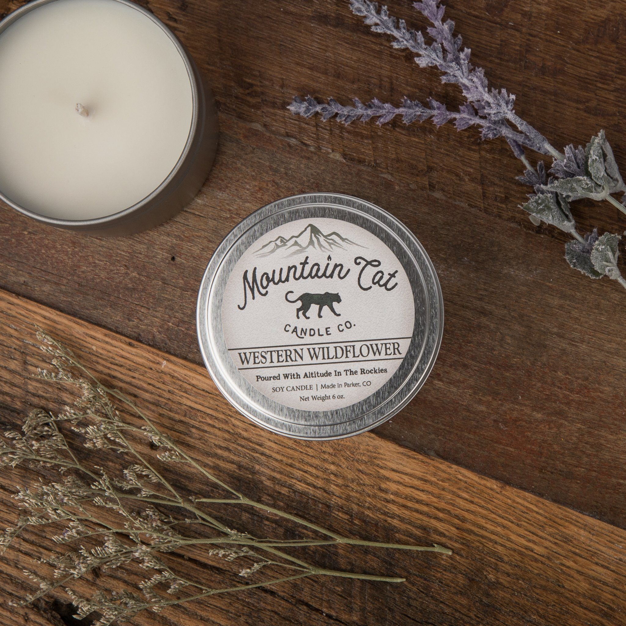Western Wildflower - Rustic Cabin Collection Candles Mountain Cat Candle Co Rugged Metal Tin 