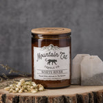 White River - Rustic Cabin Collection Mountain Cat Candle Co. Amber Jar with Bamboo Lid 